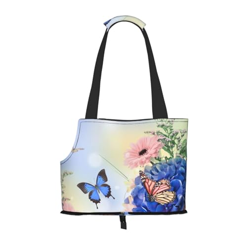 Faltbare Katzentragetasche für Hunde, blaue Schmetterlings-Blumen, Haustier-Tragetasche, wasserdicht, zusammenklappbar, Haustier-Tragetasche für kleine Hunde, atmungsaktive Reisetasche mit Faltbare Katzentragetasche für Hunde, blaue Schmetterlings-Blumen, Haustier-Tragetasche, wasserdicht, zusammenklappbar, Haustier-Tragetasche für kleine Hunde, atmungsaktive Reisetasche mit von FEYUNYAN