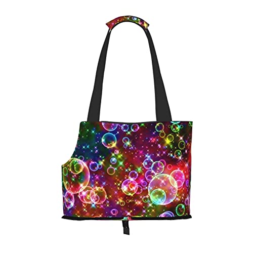 Faltbare Katzentragetasche für Hunde, bunte Regenbogensterne, Haustier-Tragetasche, wasserdicht, zusammenklappbar, für kleine Hunde, atmungsaktive Reisetasche mit Sicherheitshaken und Sichtfenster (34 von FEYUNYAN