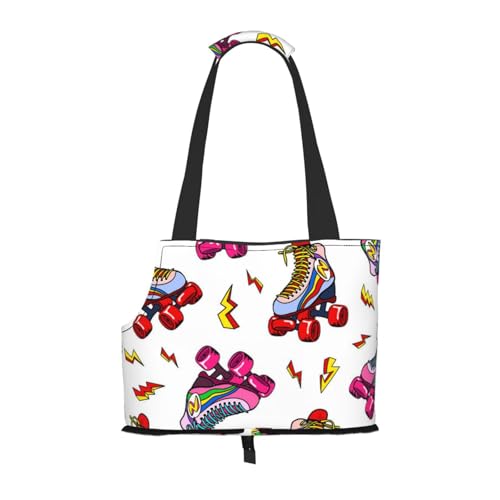 Faltbare Katzentragetasche für Hunde, farbige Rollschuh-Druck-Haustier-Tragetasche, wasserdicht, zusammenklappbar, Haustier-Tragetasche für kleine Hunde, atmungsaktive Reisetasche mit Sicherheitshaken Faltbare Katzentragetasche für Hunde, farbige Rollschuh-Druck-Haustier-Tragetasche, wasserdicht, zusammenklappbar, Haustier-Tragetasche für kleine Hunde, atmungsaktive Reisetasche mit Sicherheitshaken von FEYUNYAN