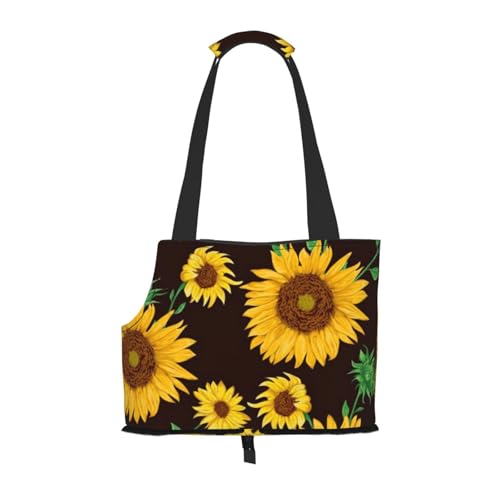 Faltbare Katzentragetasche für Hunde, schöne Sonnenblumen-Haustier-Tragetasche, wasserdicht, zusammenklappbar, für kleine Hunde, atmungsaktive Reisetasche mit Sicherheitshaken und Sichtfenster (34 x Faltbare Katzentragetasche für Hunde, schöne Sonnenblumen-Haustier-Tragetasche, wasserdicht, zusammenklappbar, für kleine Hunde, atmungsaktive Reisetasche mit Sicherheitshaken und Sichtfenster (34 x von FEYUNYAN
