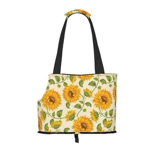 Faltbare Katzentragetasche für Hunde, schöne gelbe Sonnenblumen-Haustier-Tragetasche, wasserdicht, zusammenklappbar, Haustier-Tragetasche für kleine Hunde, atmungsaktive Reisetasche mit von FEYUNYAN