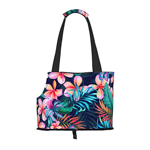Faltbare Katzentragetasche für Hunde, tropische Blumen, Haustier-Tragetasche, wasserdicht, zusammenklappbar, für kleine Hunde, atmungsaktive Reisetasche mit Sicherheitshaken und Sichtfenster (34 x 36 Faltbare Katzentragetasche für Hunde, tropische Blumen, Haustier-Tragetasche, wasserdicht, zusammenklappbar, für kleine Hunde, atmungsaktive Reisetasche mit Sicherheitshaken und Sichtfenster (34 x 36 von FEYUNYAN