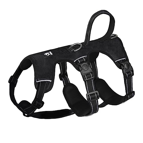 FEimaX Hundegeschirr Mittelgroße Hunde Anti Zug Brustgeschirr Verstellbar Reflektierend No Pull Geschirr Hund Weich Atmungsaktiv Sicherheitsgeschirr mit Steuergriff, Schwarz, M FEimaX Hundegeschirr Mittelgroße Hunde Anti Zug Brustgeschirr Verstellbar Reflektierend No Pull Geschirr Hund Weich Atmungsaktiv Sicherheitsgeschirr mit Steuergriff, Schwarz, M von FEimaX