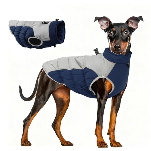 FEimaX Hundmantel Wasserdicht Winter Hundebekleidung mit Geschirr Reflektierende Winterweste für Kleine Mittelgroße Hunde Verstellbare Winddichter Wintermäntel Kaltes Wetter Haustier Kleidung von FEimaX