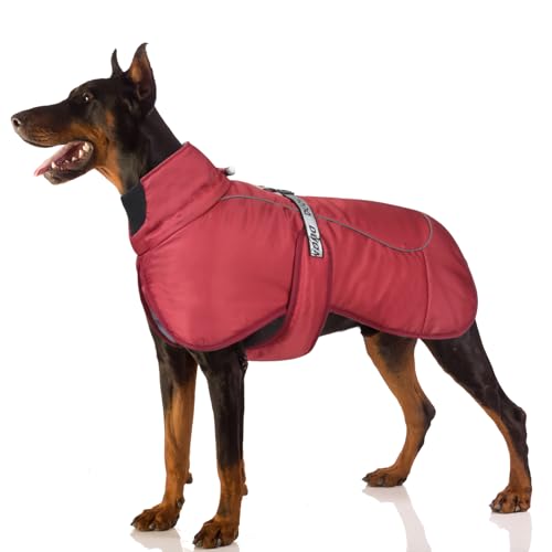 FEimaX Winter Hundemantel Warme Hundejacke Winddichte Wintermantel für Mittelgroße Große Hunde Reflektierende Verstellbare Haustier Weste HundeKleidung mit D-Ring von FEimaX