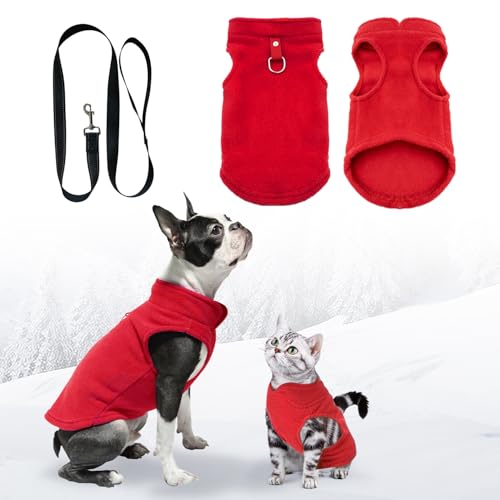 Hundemantel,Hundepullover,Chihuahua Kleidung,hundepullover kleine Hunde, Hundemantel für kleine Hunde,Hundemantel mit Geschirr,Wintermantel Hund für kleine Hunde, Innen und Außeneinsatz(Rot L) von FFTANXS