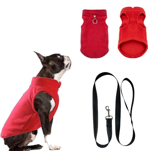 Hundemantel,Hundepullover,Chihuahua Kleidung,hundepullover kleine Hunde, Hundemantel für kleine Hunde,Hundemantel mit Geschirr,Wintermantel Hund für kleine Hunde, Innen und Außeneinsatz(Rot XL) von FFTANXS
