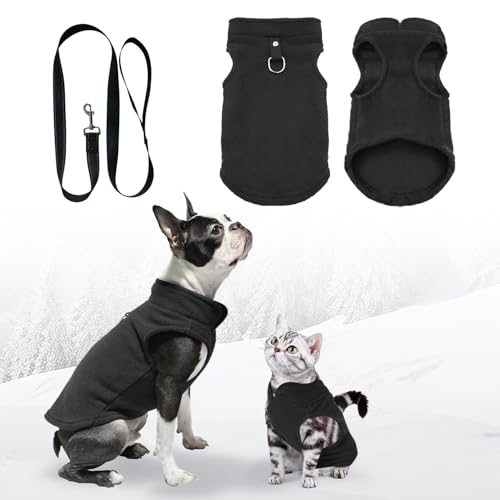 Hundemantel,Hundepullover,Chihuahua Kleidung,hundepullover kleine Hunde, Hundemantel für kleine Hunde,Hundemantel mit Geschirr,Wintermantel Hund für kleine Hunde, Innen und Außeneinsatz(Schwarz L) von FFTANXS