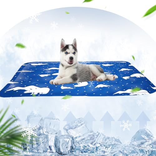 Kühlmatte für hunde,Kühlmatte hund,40×50cm Kühlmatte für katzen,Kühldecke für hunde waschbar,Hunde kühlmatte verwenden selbstkühlend mit ungiftiges gel,Geeignet für kleine katzen und hunde(Navy blau) von FFTANXS