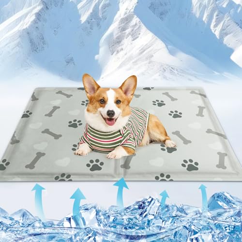 FFTANXS Kühlmatte Hund,Kühldecke Hund,40 * 50cm Kühlmatte für Hunde,Kühlmatte Katze,Dog Cooling mat mit ungiftiges Gel,Kühlmatte Hunde geeigne für Kätzchen und Welpen für Innen und Außenbereich(Grau) von FFTANXS