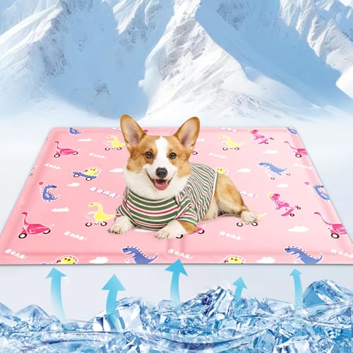 FFTANXS Kühlmatte Hund,Kühldecke Hund,40 * 50cm Kühlmatte für Hunde,Kühlmatte Katze,Dog Cooling mat mit ungiftiges Gel,Kühlmatte Hunde geeigne für Kätzchen und Welpen für Innen und Außenbereich(Rosa) von FFTANXS