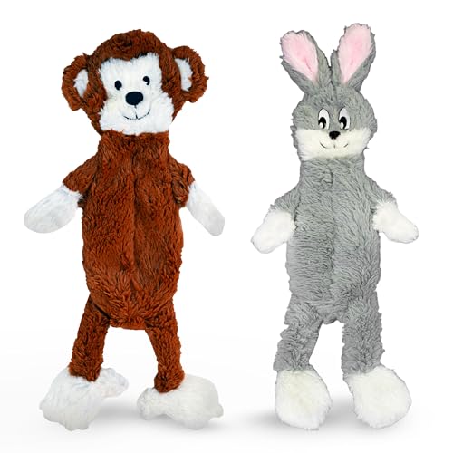 FGA MARKETPLACE Flaches Hundespielzeug aus Plüsch, kein Quietschen, lustiger Stil, wird Ihren Hund stundenlang unterhalten, empfohlen für kleine und mittelgroße Hunde, 53,3 cm lang (Affe/graues Kaninchen) von FGA MARKETPLACE