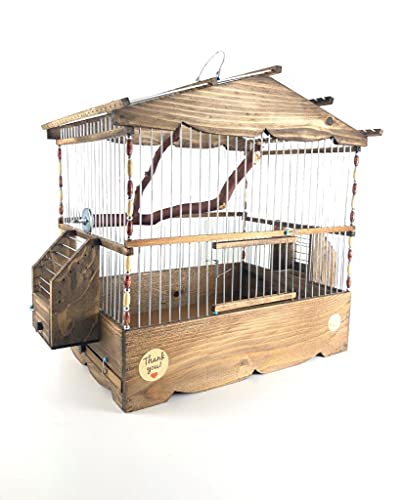 Vertikaler Holzkäfig aus Holz, handgefertigt, Vogelsitzstangen von FGFTHJBJNBDKFVFNVJNFBNVJG