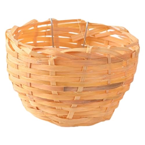 FGUUTYM, geflochtene Nestpfannen, Kleiner Vogelnestkäfig, hängende Vogelbettwäsche, Nistkäfigzubehör für -Wellensittichnester Kanarienvogel Käfig (Yellow, One Size) von FGUUTYM