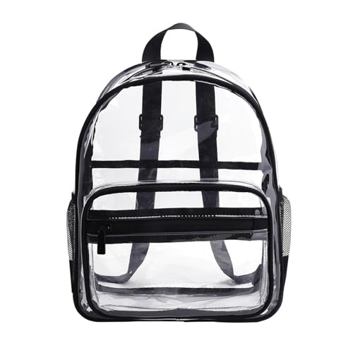 FGUUTYM Transparenter Rucksack, transparenter PVC-Rucksack, transparenter Tagesrucksack, durchsichtige Fahrrad Rucksäcke (Black, One Size) von FGUUTYM