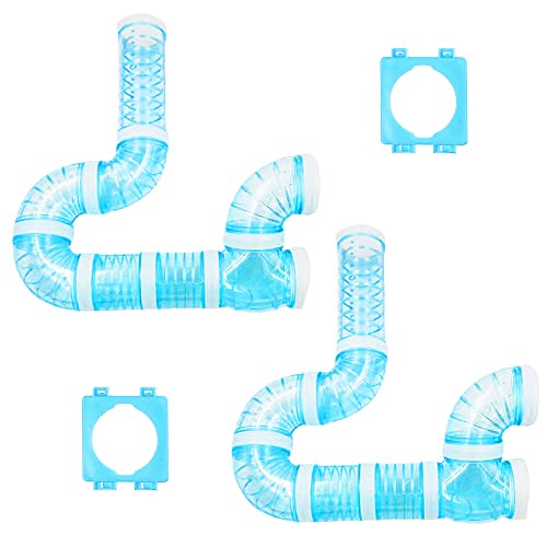 2 Hamster Tubes Kits, DIY Hamster Tunnel Adventure External Pipe, Transparent Connection Track Rat Toy Hamster Cage Accessories for Hamster Mouse Small Animals Sports Expand Space von FHDUSRYO