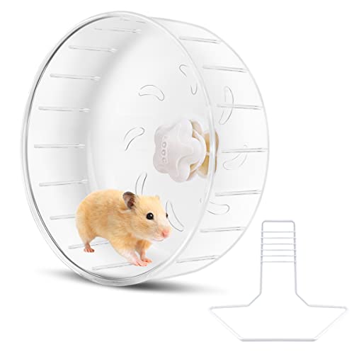 FHDUSRYO 6,7 Zoll Hamster Laufrad Transparent Hamster Laufrad mit Metallständer, geräuschloses Spinner Hamsterrad, Haustier Laufspielzeug Käfig Zubehör für Kleintiere, Mäuseratte, Igel von FHDUSRYO