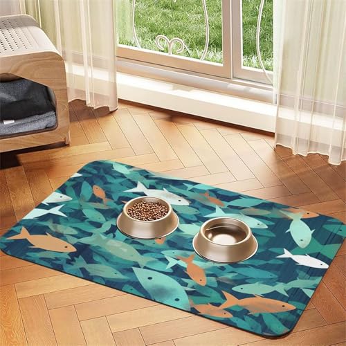Abstrakte Fischschwein-Füttermatte, 40 x 60 cm, saugfähige Hundematte für Futter- und Wassernapf, PU-Leder, Katzenfuttermatte, wasserdicht, schnell trocknend, Haustier-Platzsets, keine Flecken Abstrakte Fischschwein-Füttermatte, 40 x 60 cm, saugfähige Hundematte für Futter- und Wassernapf, PU-Leder, Katzenfuttermatte, wasserdicht, schnell trocknend, Haustier-Platzsets, keine Flecken von FHEBNDS