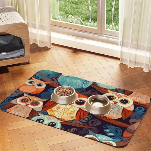 Anime-Eulen-Haustier-Futtermatte, 40 x 60 cm, saugfähige Hundematte für Futter- und Wassernapf, PU-Leder, Katzenfuttermatte, wasserdicht, schnell trocknend, Haustier-Tischsets, keine Flecken Anime-Eulen-Haustier-Futtermatte, 40 x 60 cm, saugfähige Hundematte für Futter- und Wassernapf, PU-Leder, Katzenfuttermatte, wasserdicht, schnell trocknend, Haustier-Tischsets, keine Flecken von FHEBNDS