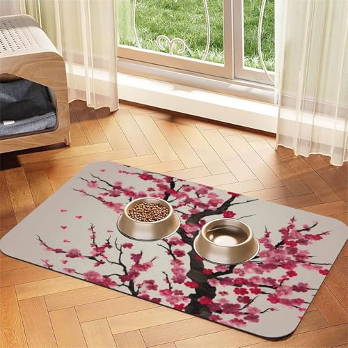 Blooming Cherry Tree Haustier-Füttermatte, 40 x 60 cm, saugfähige Hundematte für Futter und Wassernapf, PU-Leder, Katzenfuttermatte, wasserdicht, schnell trocknend, Haustier-Platzsets, keine Flecken Blooming Cherry Tree Haustier-Füttermatte, 40 x 60 cm, saugfähige Hundematte für Futter und Wassernapf, PU-Leder, Katzenfuttermatte, wasserdicht, schnell trocknend, Haustier-Platzsets, keine Flecken von FHEBNDS