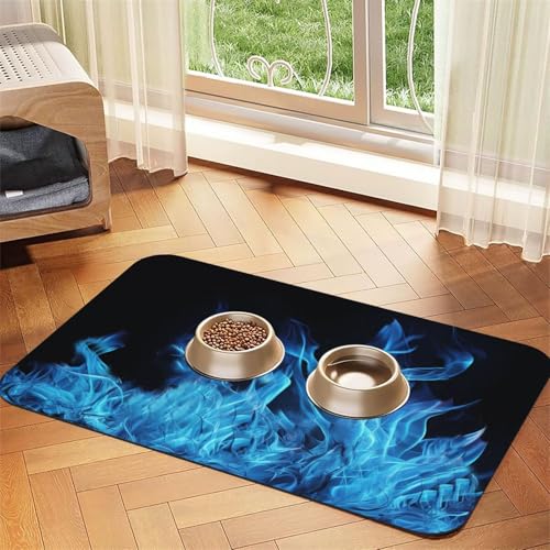 Blue Flame Futtermatte für Haustiere, 30 x 45 cm, saugfähige Hundematte für Futter und Wassernapf, PU-Leder, Katzenfuttermatte, wasserdicht, schnell trocknend, Haustier-Tischsets, keine Flecken Blue Flame Futtermatte für Haustiere, 30 x 45 cm, saugfähige Hundematte für Futter und Wassernapf, PU-Leder, Katzenfuttermatte, wasserdicht, schnell trocknend, Haustier-Tischsets, keine Flecken von FHEBNDS