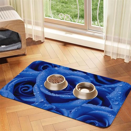Blue Rose Haustier-Futtermatte, 30 x 45 cm, saugfähige Hundematte für Futter und Wassernapf, PU-Leder, Katzenfuttermatte, wasserdicht, schnell trocknend, Haustier-Tischsets, keine Flecken Blue Rose Haustier-Futtermatte, 30 x 45 cm, saugfähige Hundematte für Futter und Wassernapf, PU-Leder, Katzenfuttermatte, wasserdicht, schnell trocknend, Haustier-Tischsets, keine Flecken von FHEBNDS
