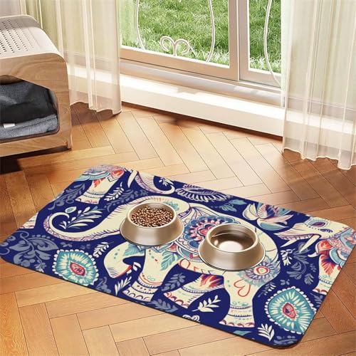 Boho-Elefanten-Futtermatte, 30 x 45 cm, saugfähige Hundematte für Futter- und Wassernapf, PU-Leder, Katzenfuttermatte, wasserdicht, schnell trocknend, Haustier-Tischsets, keine Flecken Boho-Elefanten-Futtermatte, 30 x 45 cm, saugfähige Hundematte für Futter- und Wassernapf, PU-Leder, Katzenfuttermatte, wasserdicht, schnell trocknend, Haustier-Tischsets, keine Flecken von FHEBNDS