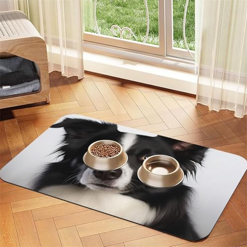 Border Collie Futtermatte für Haustiere, 30 x 45 cm, saugfähige Hundematte für Futter und Wassernapf, PU-Leder, Katzenfuttermatte, wasserdicht, schnell trocknend, Haustier-Tischsets, keine Flecken Border Collie Futtermatte für Haustiere, 30 x 45 cm, saugfähige Hundematte für Futter und Wassernapf, PU-Leder, Katzenfuttermatte, wasserdicht, schnell trocknend, Haustier-Tischsets, keine Flecken von FHEBNDS