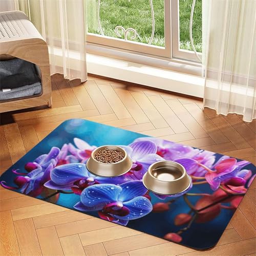 Bunte Orchideen-Blumen-Haustier-Futtermatte, 40 x 60 cm, saugfähige Hundematte für Futter- und Wassernapf, PU-Leder, Katzenfuttermatte, wasserdicht, schnell trocknend, Haustier-Platzsets, keine Bunte Orchideen-Blumen-Haustier-Futtermatte, 40 x 60 cm, saugfähige Hundematte für Futter- und Wassernapf, PU-Leder, Katzenfuttermatte, wasserdicht, schnell trocknend, Haustier-Platzsets, keine von FHEBNDS