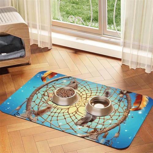 Catch Dream Net Futtermatte für Haustiere, 30 x 45 cm, saugfähige Hundematte für Futter und Wassernapf, PU-Leder, Katzenfuttermatte, wasserdicht, schnell trocknend, Haustier-Tischsets, keine Flecken Catch Dream Net Futtermatte für Haustiere, 30 x 45 cm, saugfähige Hundematte für Futter und Wassernapf, PU-Leder, Katzenfuttermatte, wasserdicht, schnell trocknend, Haustier-Tischsets, keine Flecken von FHEBNDS