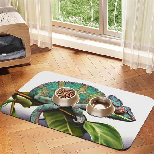 Chamäleon Haustier-Füttermatte, 30 x 45 cm, saugfähige Hundematte für Futter- und Wassernapf, PU-Leder, Katzenfuttermatte, wasserdicht, schnell trocknend, Haustier-Platzsets, keine Flecken Chamäleon Haustier-Füttermatte, 30 x 45 cm, saugfähige Hundematte für Futter- und Wassernapf, PU-Leder, Katzenfuttermatte, wasserdicht, schnell trocknend, Haustier-Platzsets, keine Flecken von FHEBNDS