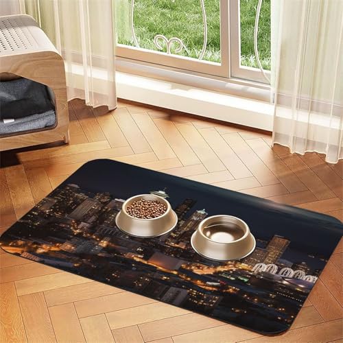 City Seattle Haustier-Futtermatte, 40 x 60 cm, saugfähige Hundematte für Futter und Wassernapf, PU-Leder, Katzenfuttermatte, wasserdicht, schnell trocknend, Haustier-Tischsets, keine Flecken City Seattle Haustier-Futtermatte, 40 x 60 cm, saugfähige Hundematte für Futter und Wassernapf, PU-Leder, Katzenfuttermatte, wasserdicht, schnell trocknend, Haustier-Tischsets, keine Flecken von FHEBNDS