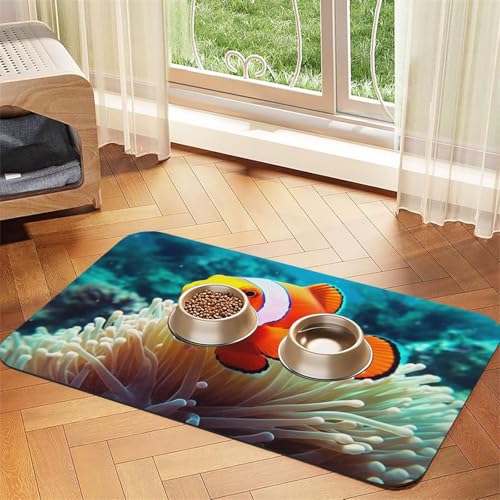 Clownfisch-Futtermatte, 30 x 45 cm, saugfähige Hundematte für Futter- und Wassernapf, PU-Leder, Katzenfuttermatte, wasserdicht, schnell trocknend, Haustier-Tischsets, keine Flecken Clownfisch-Futtermatte, 30 x 45 cm, saugfähige Hundematte für Futter- und Wassernapf, PU-Leder, Katzenfuttermatte, wasserdicht, schnell trocknend, Haustier-Tischsets, keine Flecken von FHEBNDS