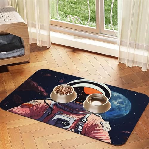 Cool Man in Outer Space Galaxy, Haustier-Futtermatte, 40 x 60 cm, saugfähige Hundematte für Futter und Wassernapf, PU-Leder, Katzenfuttermatte, wasserdicht, schnell trocknend, Haustier-Platzsets Cool Man in Outer Space Galaxy, Haustier-Futtermatte, 40 x 60 cm, saugfähige Hundematte für Futter und Wassernapf, PU-Leder, Katzenfuttermatte, wasserdicht, schnell trocknend, Haustier-Platzsets von FHEBNDS