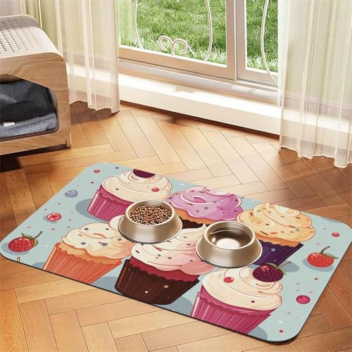 Cupcakes Futtermatte für Haustiere, 40 x 60 cm, saugfähige Hundematte für Futter und Wassernapf, PU-Leder, Katzenfuttermatte, wasserdicht, schnell trocknend, Haustier-Tischsets, keine Flecken Cupcakes Futtermatte für Haustiere, 40 x 60 cm, saugfähige Hundematte für Futter und Wassernapf, PU-Leder, Katzenfuttermatte, wasserdicht, schnell trocknend, Haustier-Tischsets, keine Flecken von FHEBNDS