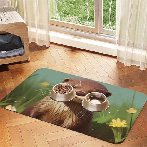 Cute Otter Haustier-Futtermatte, 40 x 60 cm, saugfähige Hundematte für Futter und Wassernapf, PU-Leder, Katzenfuttermatte, wasserdicht, schnell trocknend, Haustier-Platzsets, keine Flecken Cute Otter Haustier-Futtermatte, 40 x 60 cm, saugfähige Hundematte für Futter und Wassernapf, PU-Leder, Katzenfuttermatte, wasserdicht, schnell trocknend, Haustier-Platzsets, keine Flecken von FHEBNDS
