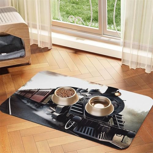 Dampfzug-Füttermatte, 40 x 60 cm, saugfähige Hundematte für Futter und Wassernapf, PU-Leder, Katzenfuttermatte, wasserdicht, schnell trocknend, Haustier-Platzsets, keine Flecken Dampfzug-Füttermatte, 40 x 60 cm, saugfähige Hundematte für Futter und Wassernapf, PU-Leder, Katzenfuttermatte, wasserdicht, schnell trocknend, Haustier-Platzsets, keine Flecken von FHEBNDS