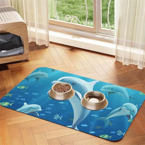 Delfin-Futtermatte, 40 x 60 cm, saugfähige Hundematte für Futter- und Wassernapf, PU-Leder, Katzenfuttermatte, wasserdicht, schnell trocknend, Haustier-Tischsets, keine Flecken Delfin-Futtermatte, 40 x 60 cm, saugfähige Hundematte für Futter- und Wassernapf, PU-Leder, Katzenfuttermatte, wasserdicht, schnell trocknend, Haustier-Tischsets, keine Flecken von FHEBNDS