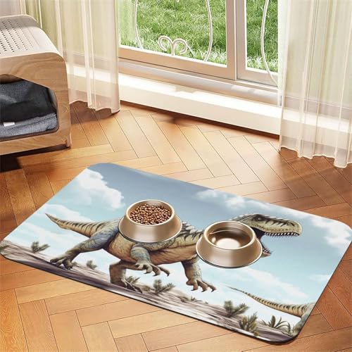 Dinosaurier-Futtermatte, 30 x 45 cm, saugfähige Hundematte für Futter- und Wassernapf, PU-Leder, Katzenfuttermatte, wasserdicht, schnell trocknend, keine Flecken Dinosaurier-Futtermatte, 30 x 45 cm, saugfähige Hundematte für Futter- und Wassernapf, PU-Leder, Katzenfuttermatte, wasserdicht, schnell trocknend, keine Flecken von FHEBNDS