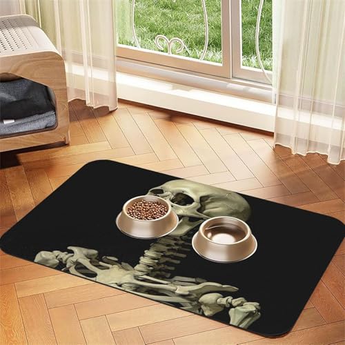 Eine Skelett-Füttermatte, 30 x 45 cm, saugfähige Hundematte für Futter- und Wassernapf, PU-Leder, Katzenfuttermatte, wasserdicht, schnell trocknend, Haustier-Tischsets, keine Flecken Eine Skelett-Füttermatte, 30 x 45 cm, saugfähige Hundematte für Futter- und Wassernapf, PU-Leder, Katzenfuttermatte, wasserdicht, schnell trocknend, Haustier-Tischsets, keine Flecken von FHEBNDS