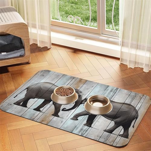 Elefant auf Holz, 30 x 45 cm, saugfähige Hundematte für Futter- und Wassernapf, PU-Leder-Katzenfuttermatte, wasserdicht, schnell trocknend, Haustier-Tischsets, keine Flecken Elefant auf Holz, 30 x 45 cm, saugfähige Hundematte für Futter- und Wassernapf, PU-Leder-Katzenfuttermatte, wasserdicht, schnell trocknend, Haustier-Tischsets, keine Flecken von FHEBNDS