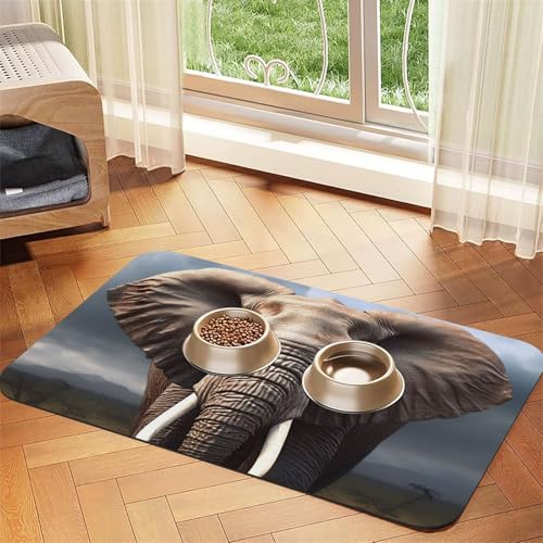 Elefanten-Futtermatte, 40 x 60 cm, saugfähige Hundematte für Futter- und Wassernapf, PU-Leder, Katzenfuttermatte, wasserdicht, schnell trocknend, Haustier-Tischsets, keine Flecken Elefanten-Futtermatte, 40 x 60 cm, saugfähige Hundematte für Futter- und Wassernapf, PU-Leder, Katzenfuttermatte, wasserdicht, schnell trocknend, Haustier-Tischsets, keine Flecken von FHEBNDS