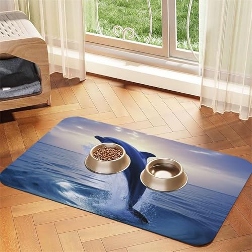 Elegante Delfin-Füttermatte, 30 x 45 cm, saugfähige Hundematte für Futter- und Wassernapf, PU-Leder, Katzenfuttermatte, wasserdicht, schnell trocknend, Haustier-Platzsets, keine Flecken Elegante Delfin-Füttermatte, 30 x 45 cm, saugfähige Hundematte für Futter- und Wassernapf, PU-Leder, Katzenfuttermatte, wasserdicht, schnell trocknend, Haustier-Platzsets, keine Flecken von FHEBNDS
