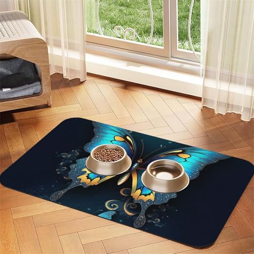 Elegante Schmetterlings-Haustier-Füttermatte, 40 x 60 cm, saugfähige Hundematte für Futter- und Wassernapf, PU-Leder, Katzenfuttermatte, wasserdicht, schnell trocknend, Haustier-Tischsets, keine Elegante Schmetterlings-Haustier-Füttermatte, 40 x 60 cm, saugfähige Hundematte für Futter- und Wassernapf, PU-Leder, Katzenfuttermatte, wasserdicht, schnell trocknend, Haustier-Tischsets, keine von FHEBNDS