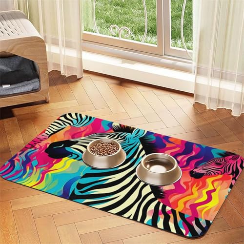 Farbige Zebra-Füttermatte, 30 x 45 cm, saugfähige Hundematte für Futter- und Wassernapf, PU-Leder, Katzenfuttermatte, wasserdicht, schnell trocknend, Haustier-Platzsets, keine Flecken Farbige Zebra-Füttermatte, 30 x 45 cm, saugfähige Hundematte für Futter- und Wassernapf, PU-Leder, Katzenfuttermatte, wasserdicht, schnell trocknend, Haustier-Platzsets, keine Flecken von FHEBNDS