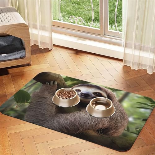 Faultier-Futtermatte, 30 x 45 cm, saugfähige Hundematte für Futter- und Wassernapf, PU-Leder, Katzenfuttermatte, wasserdicht, schnell trocknend, Haustier-Tischsets, keine Flecken Faultier-Futtermatte, 30 x 45 cm, saugfähige Hundematte für Futter- und Wassernapf, PU-Leder, Katzenfuttermatte, wasserdicht, schnell trocknend, Haustier-Tischsets, keine Flecken von FHEBNDS