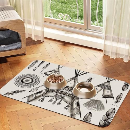Feder-Kopfband, Tipi-Zelt, Haustier-Futtermatte, 40 x 60 cm, saugfähige Hundematte für Futter- und Wassernapf, PU-Leder, Katzenfuttermatte, wasserdicht, schnell trocknend, Haustier-Platzsets, keine Feder-Kopfband, Tipi-Zelt, Haustier-Futtermatte, 40 x 60 cm, saugfähige Hundematte für Futter- und Wassernapf, PU-Leder, Katzenfuttermatte, wasserdicht, schnell trocknend, Haustier-Platzsets, keine von FHEBNDS