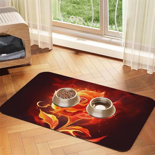 Flame Rose Futtermatte für Haustiere, 40 x 60 cm, saugfähige Hundematte für Futter und Wassernapf, PU-Leder, Katzenfuttermatte, wasserdicht, schnell trocknend, Haustier-Tischsets, keine Flecken Flame Rose Futtermatte für Haustiere, 40 x 60 cm, saugfähige Hundematte für Futter und Wassernapf, PU-Leder, Katzenfuttermatte, wasserdicht, schnell trocknend, Haustier-Tischsets, keine Flecken von FHEBNDS