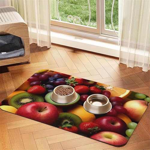 Frisches Obst und Gemüse, Haustier-Futtermatte, 40 x 60 cm, saugfähige Hundematte für Futter und Wassernapf, PU-Leder, Katzenfuttermatte, wasserdicht, schnell trocknend, Haustier-Platzsets, keine Frisches Obst und Gemüse, Haustier-Futtermatte, 40 x 60 cm, saugfähige Hundematte für Futter und Wassernapf, PU-Leder, Katzenfuttermatte, wasserdicht, schnell trocknend, Haustier-Platzsets, keine von FHEBNDS