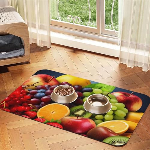 Fruits Futtermatte für Haustiere, 40 x 60 cm, saugfähige Hundematte für Futter und Wassernapf, PU-Leder, Katzenfuttermatte, wasserdicht, schnell trocknend, Haustier-Tischsets, keine Flecken Fruits Futtermatte für Haustiere, 40 x 60 cm, saugfähige Hundematte für Futter und Wassernapf, PU-Leder, Katzenfuttermatte, wasserdicht, schnell trocknend, Haustier-Tischsets, keine Flecken von FHEBNDS